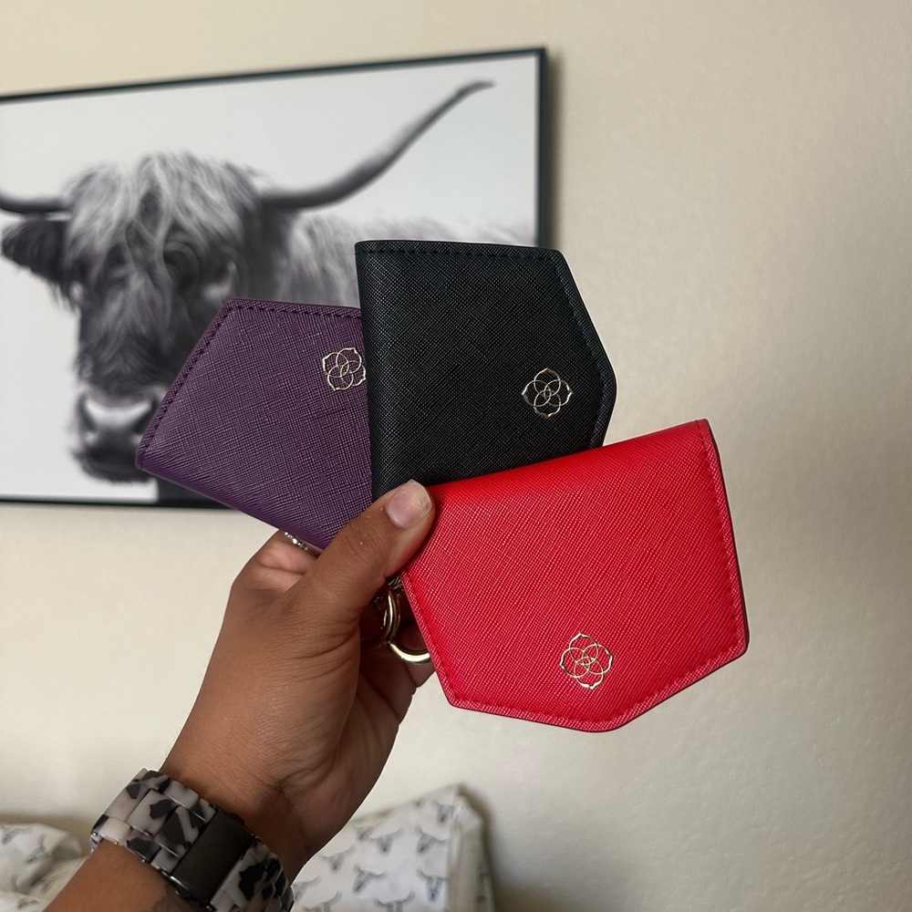 Kendra Scott 
Red, Black, and Purple Card Holders